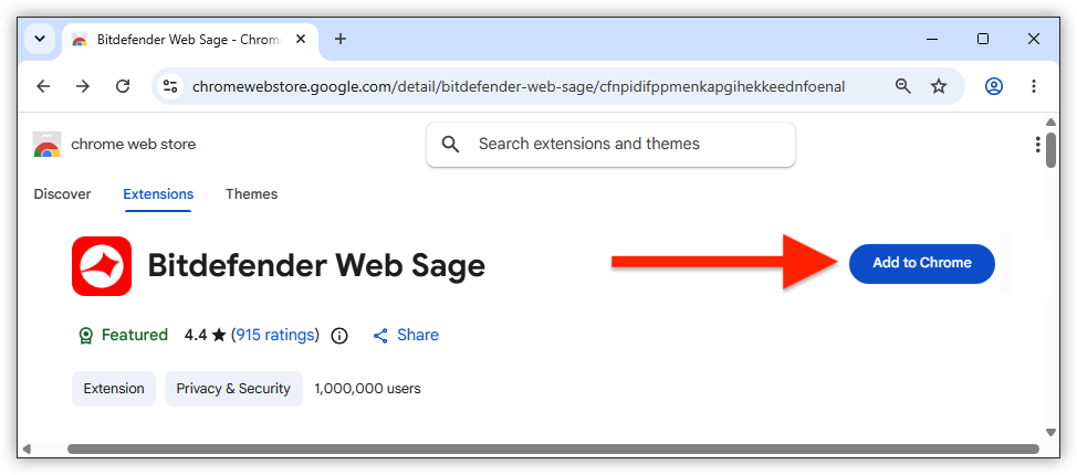 新增至 Chrome - Bitdefender Web Sage