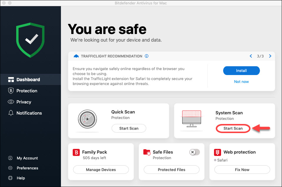 Scan a Mac with Bitdefender Antivirus for Mac