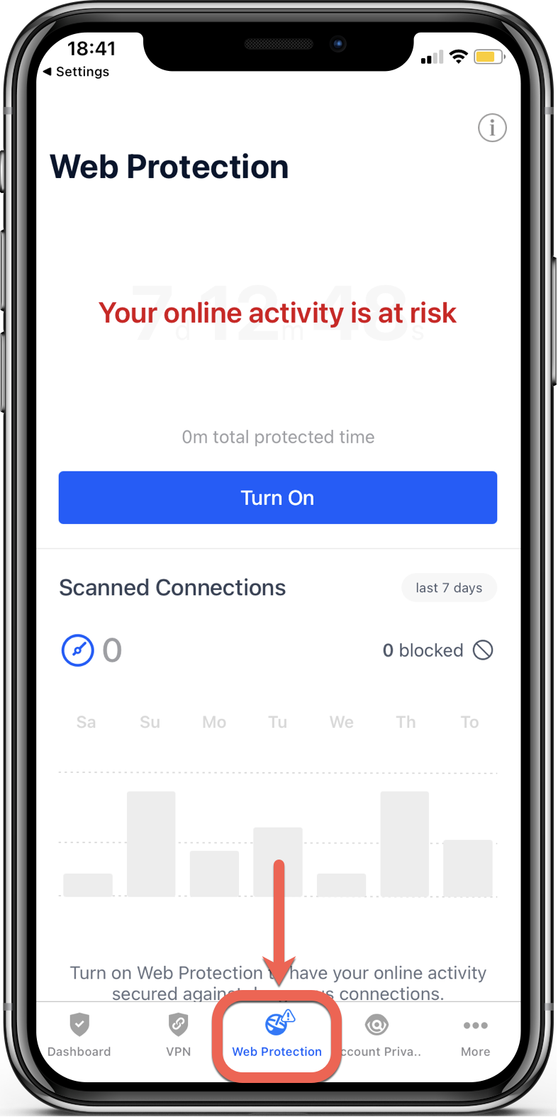 The Web Protection option in Bitdefender Mobile Security for iOS