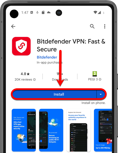 Install Bitdefender VPN on Android