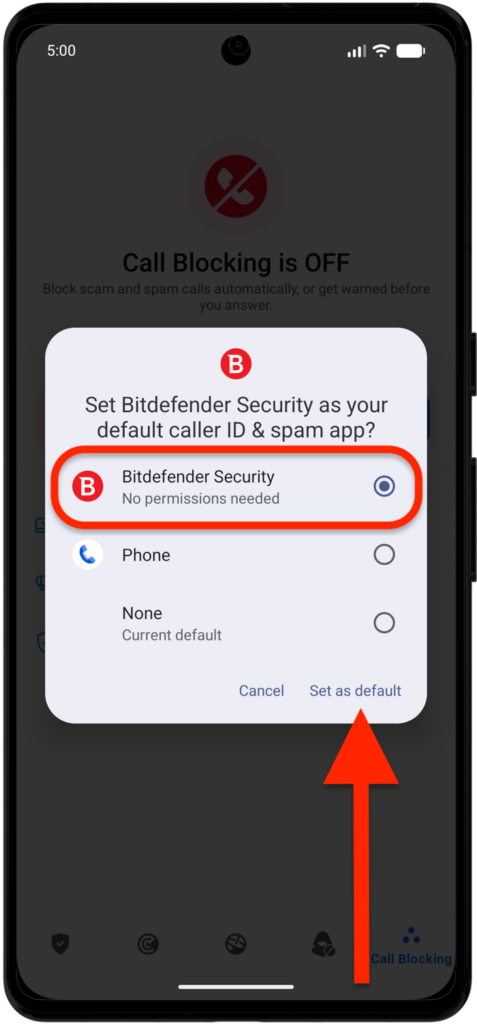 Bitdefender 安全軟體 > 設為預設值