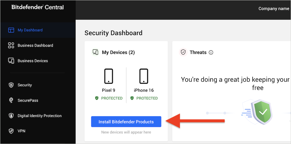如何在其他裝置上安裝 Bitdefender Ultimate Small Business Security