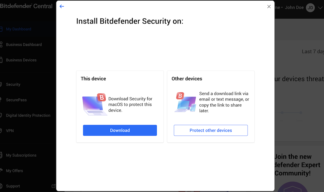 如何在其他裝置上安裝 Bitdefender Ultimate Small Business Security