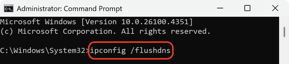 命令提示符與 ipconfig /flushdns 命令。如何在 Windows 上清除 DNS 快取