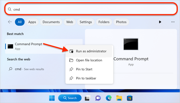 以管理員身分開啟 Windows Command Prompt