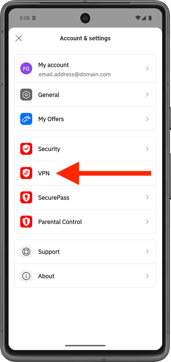 如何在 Bitdefender Hub 中存取 VPN 設定