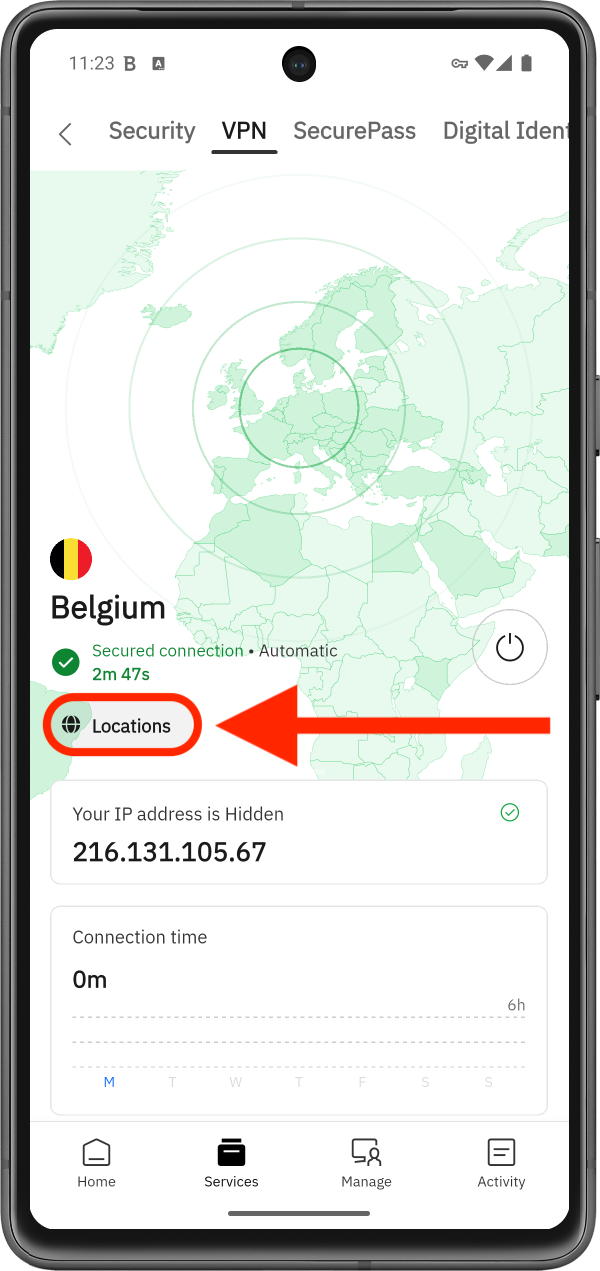 如何在 Bitdefender Hub 中變更 VPN 位置