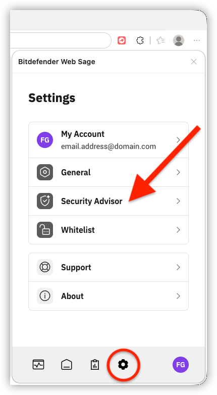 Bitdefender Web Sage 中的「安全顧問」設定